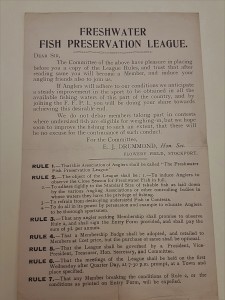 Minutes of the first meeting of the Freshwater Fish Preservation League